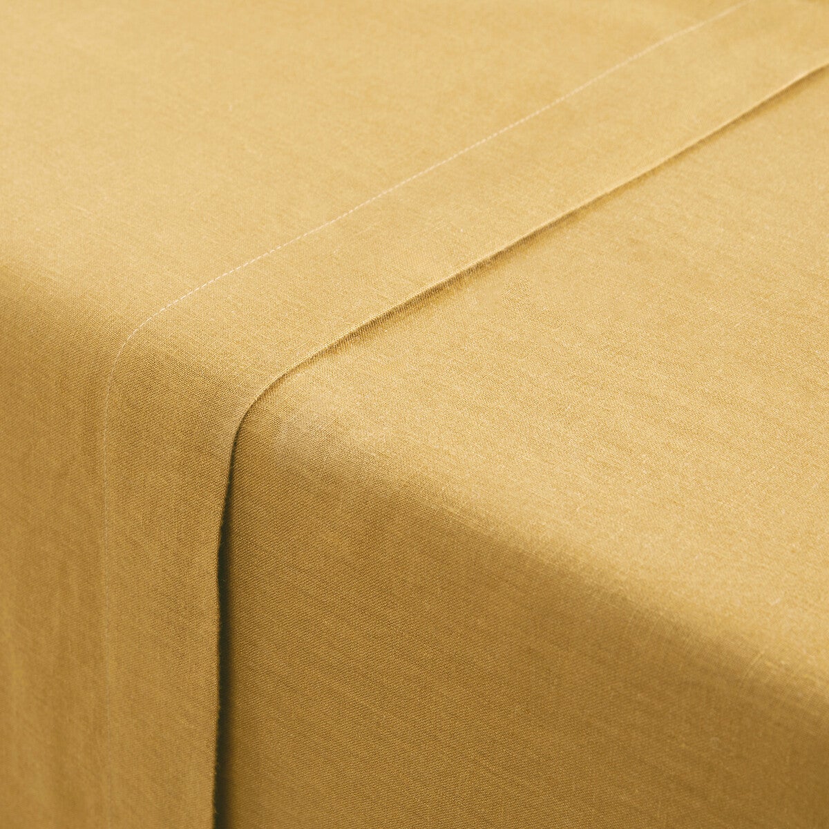 Drap plat uni en lin lavé, Linot - Camomille - 240 x 290 cm - 2