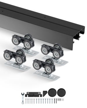 TIPIACE Guida Per Tende Doppia In Alluminio Di Lusso - Lunghezza Personalizzabile, Montaggio A Parete, Colore Nero (fino A 500 Cm) - 2