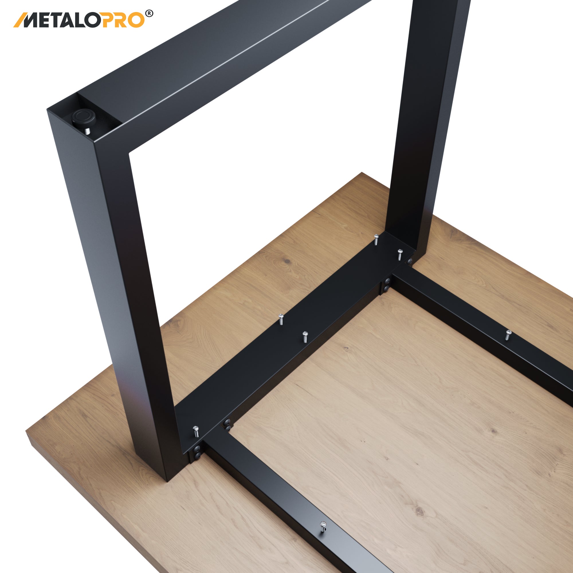 MetaloPro Eta - Pieds de table en métal noir, rectangulaires, robustes et stables pour table à manger, bureau – 150x70x72cm - 5