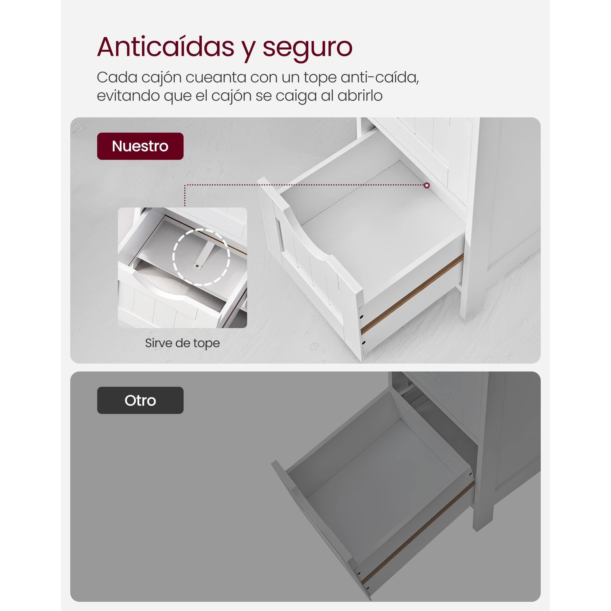 Estantería de baño de pie con 4 cajones, almacenamiento moderno para cualquier habitación, dimensiones 30x30x82 cm, color blanco - 6