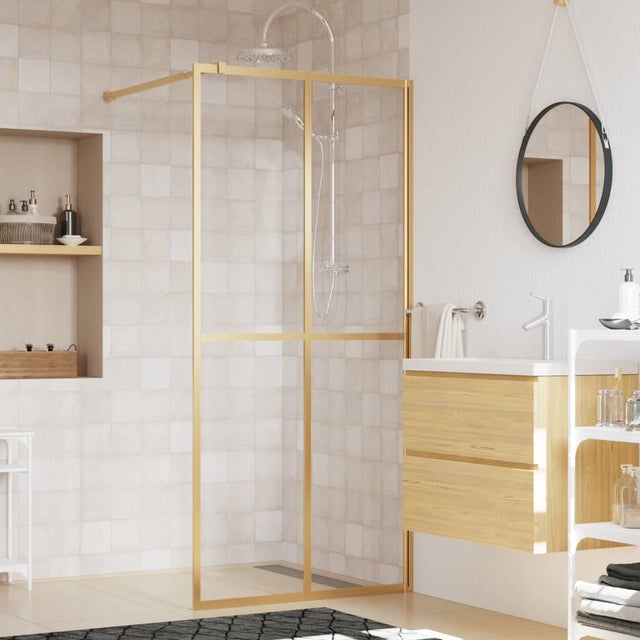 Paroi de douche | Écran de douche | Paroi fixe avec verre ESG transparent doré 90x195 cm CFW73281