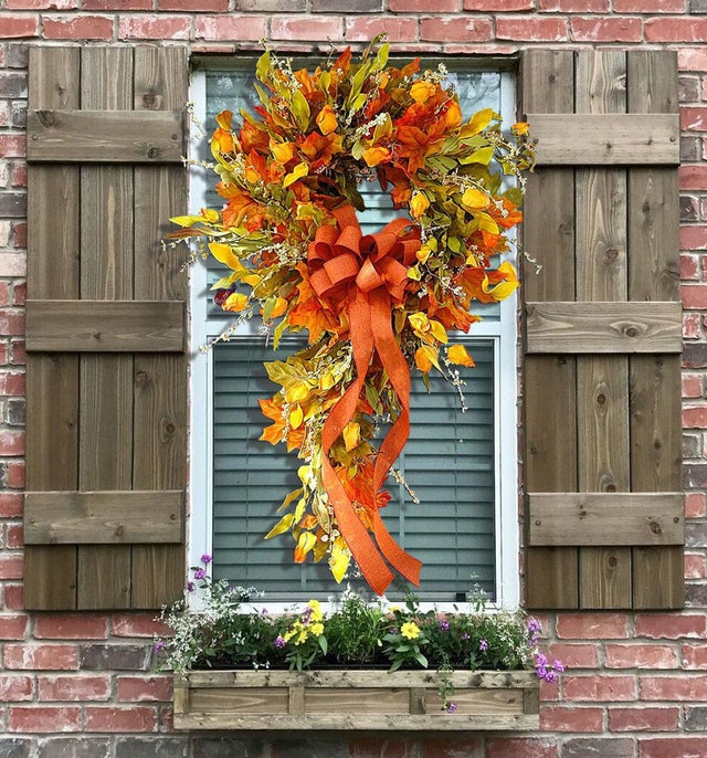 1 couronne d'automne artificielle avec vignes pour la porte d'entrée, idéale pour une décoration murale de fête des récoltes ou de Thanksgiving