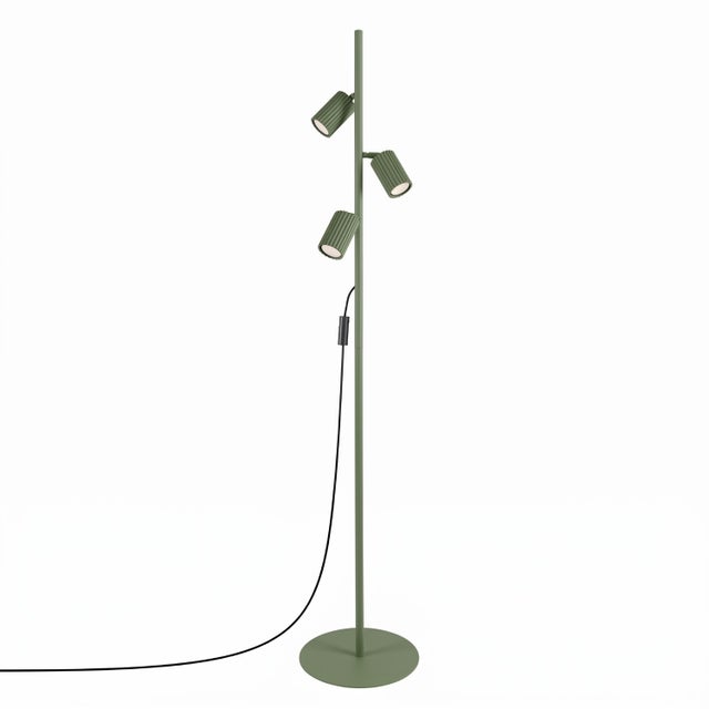 Lampa podłogowa nowoczesna zielona oliwkowa ruchome ryflowane reflektorki 3xGU10 10W KARBON Sollux Lighting