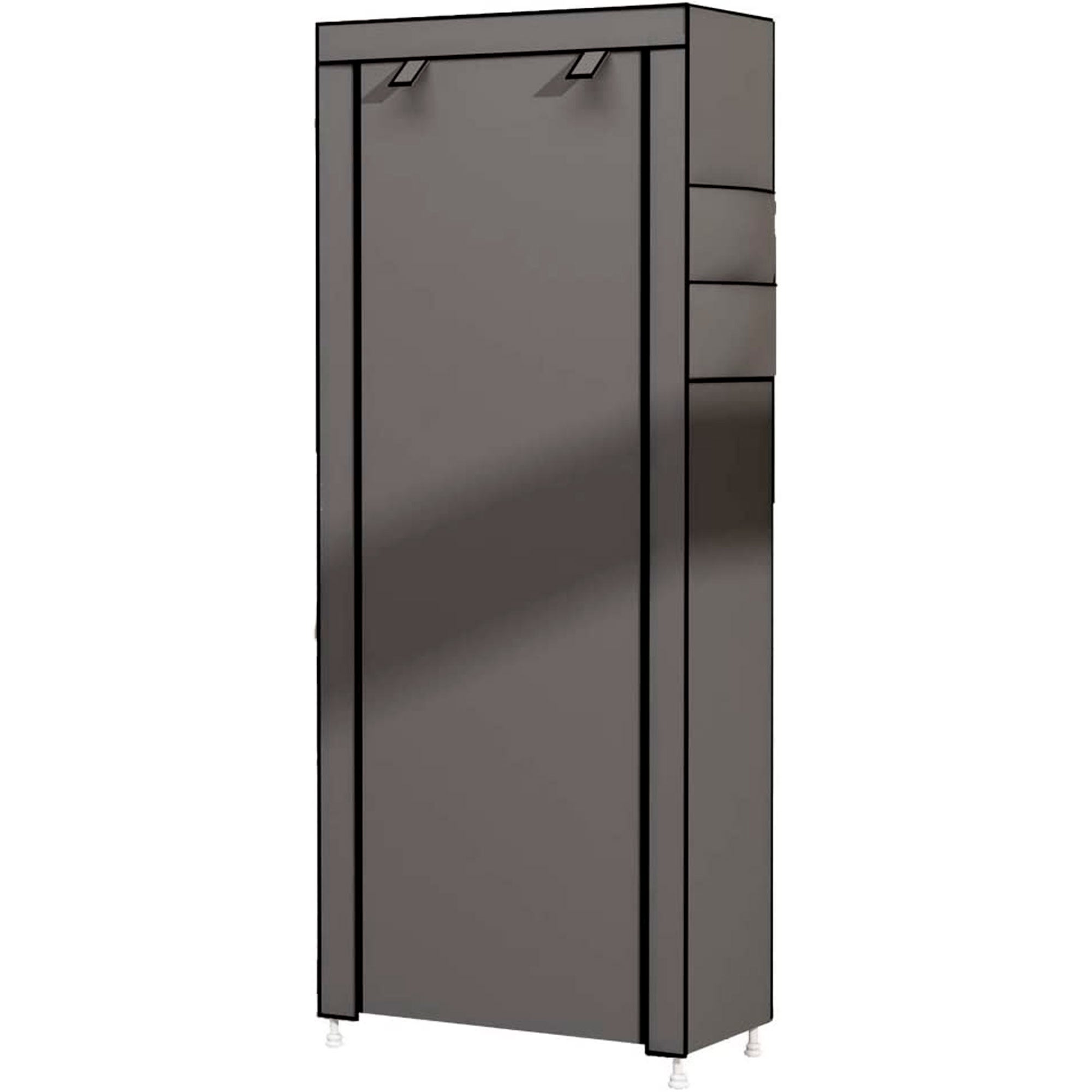 Armoire à chaussures en tissu pour chaussures avec porte zippée et poches latérales 160x88x30cm, 27 paires. Gris - 3