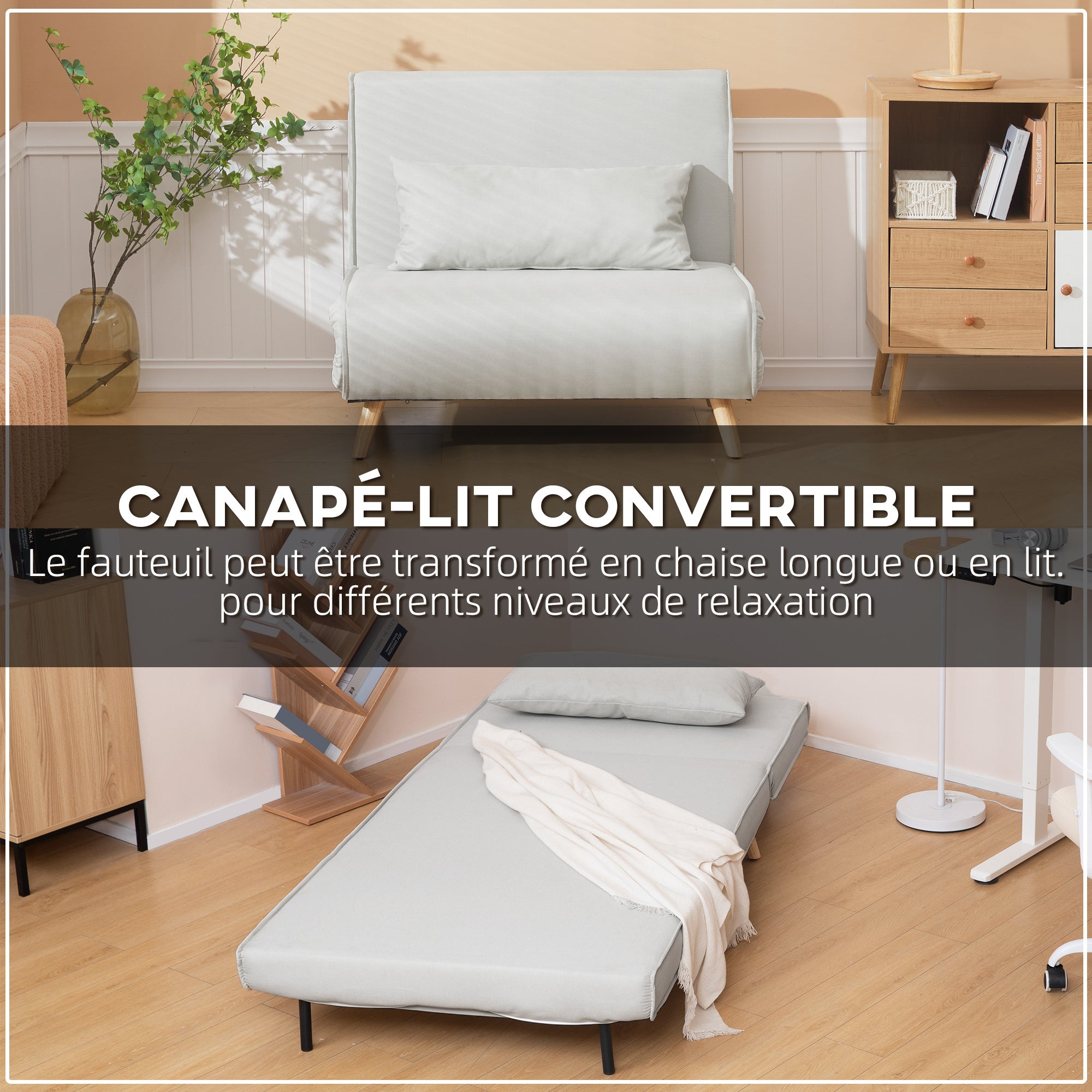 Canapé-lit 1 place Polyester HOMCOM - 4