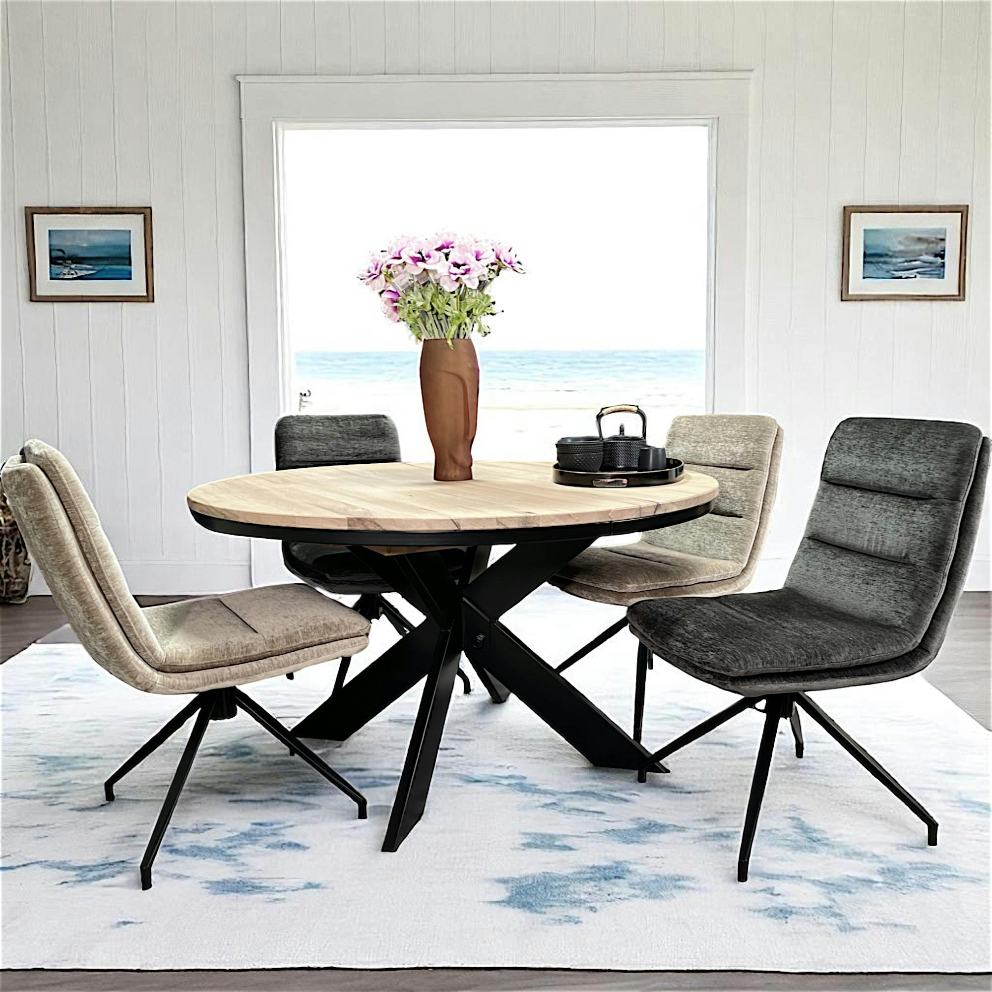 Table ronde extensible en chêne blanc 120 cm PALERME - 2