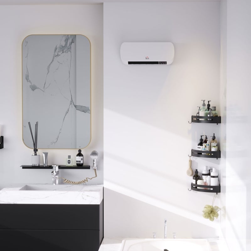 Ceramiczny termowentylator ścienny 2000 W z pilotem, 2 tryby grzania, wyświetlacz LED i timer, energooszczędny - 2