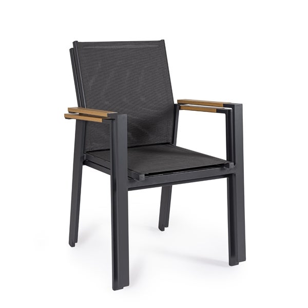 Sedia Da Esterno Con Braccioli In Alluminio Heta Antracite