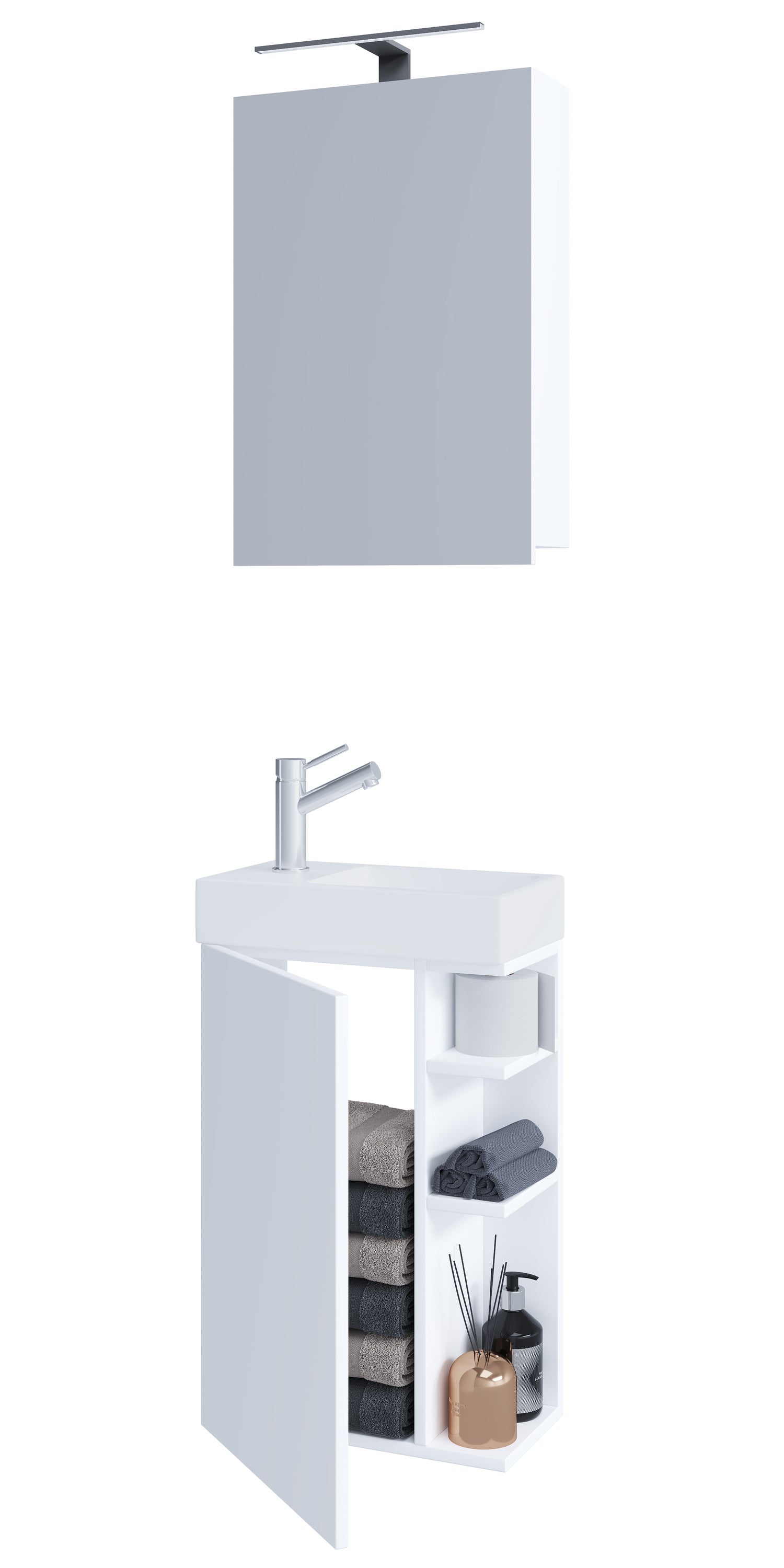 umywalka do mebli łazienkowych Lumia Biały W. 129 x S. 40 x G. 22 cm