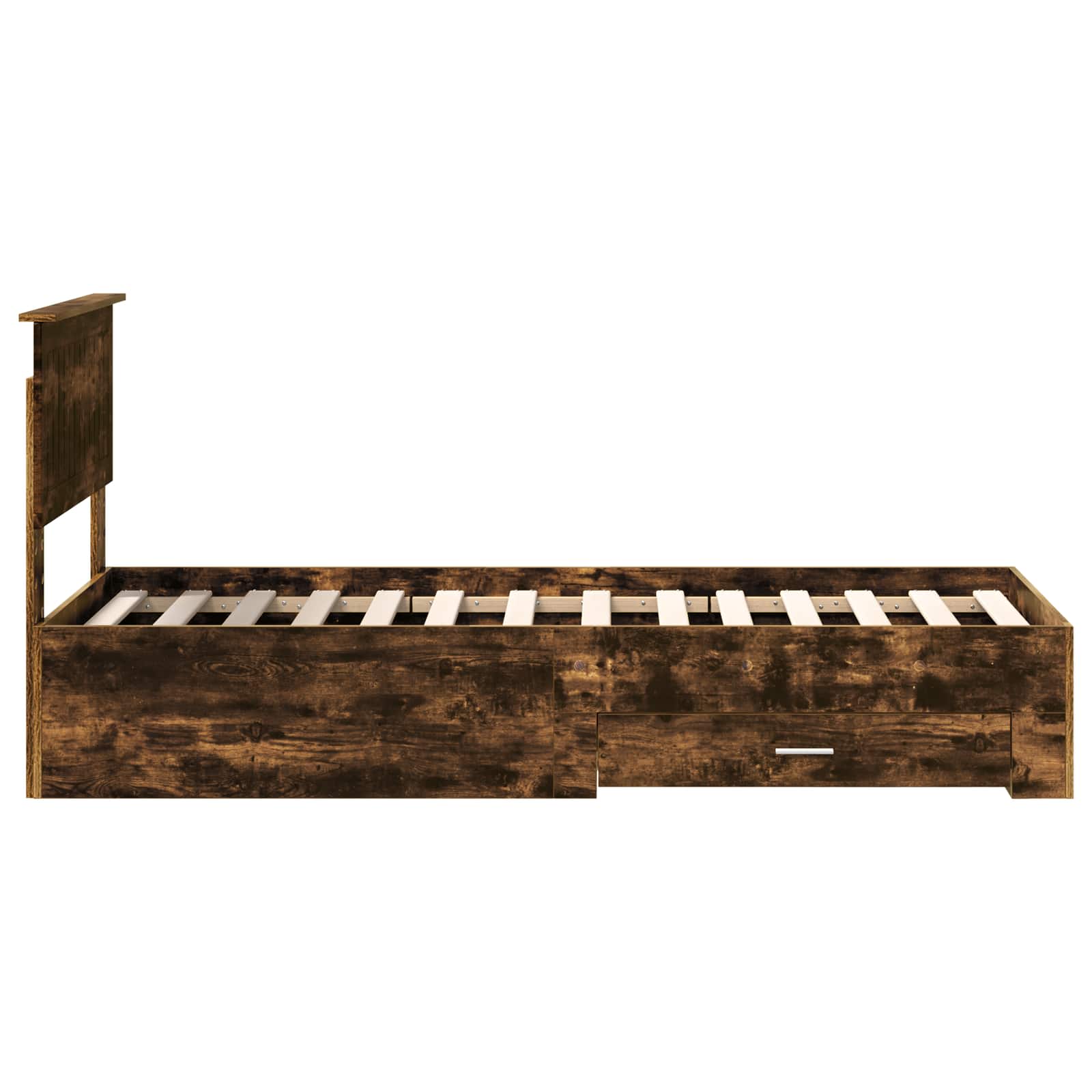 Cadre de lit chêne fumé et argent, panneau de bois, pour la chambre, 75 × 190 cm - 8
