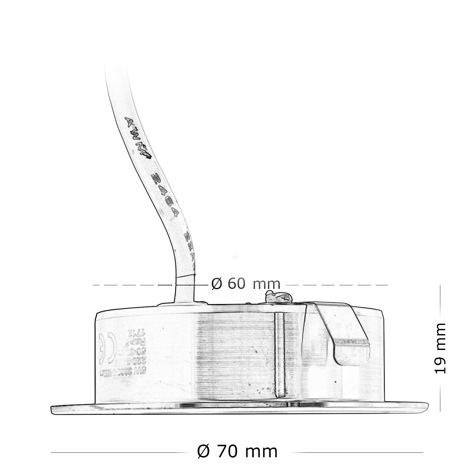 3W slim LED spotlight encastré trou 60mm lumière opaque cuisine étagère IP20 220V COLD LIGHT 6500K - 4