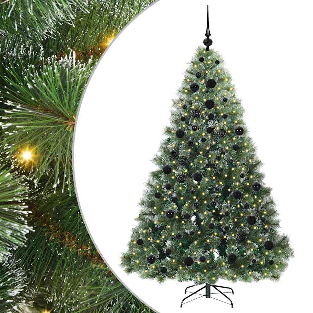 Sztuczna choinka z 300 diodami LED Zielony 180 cm PE i PVC