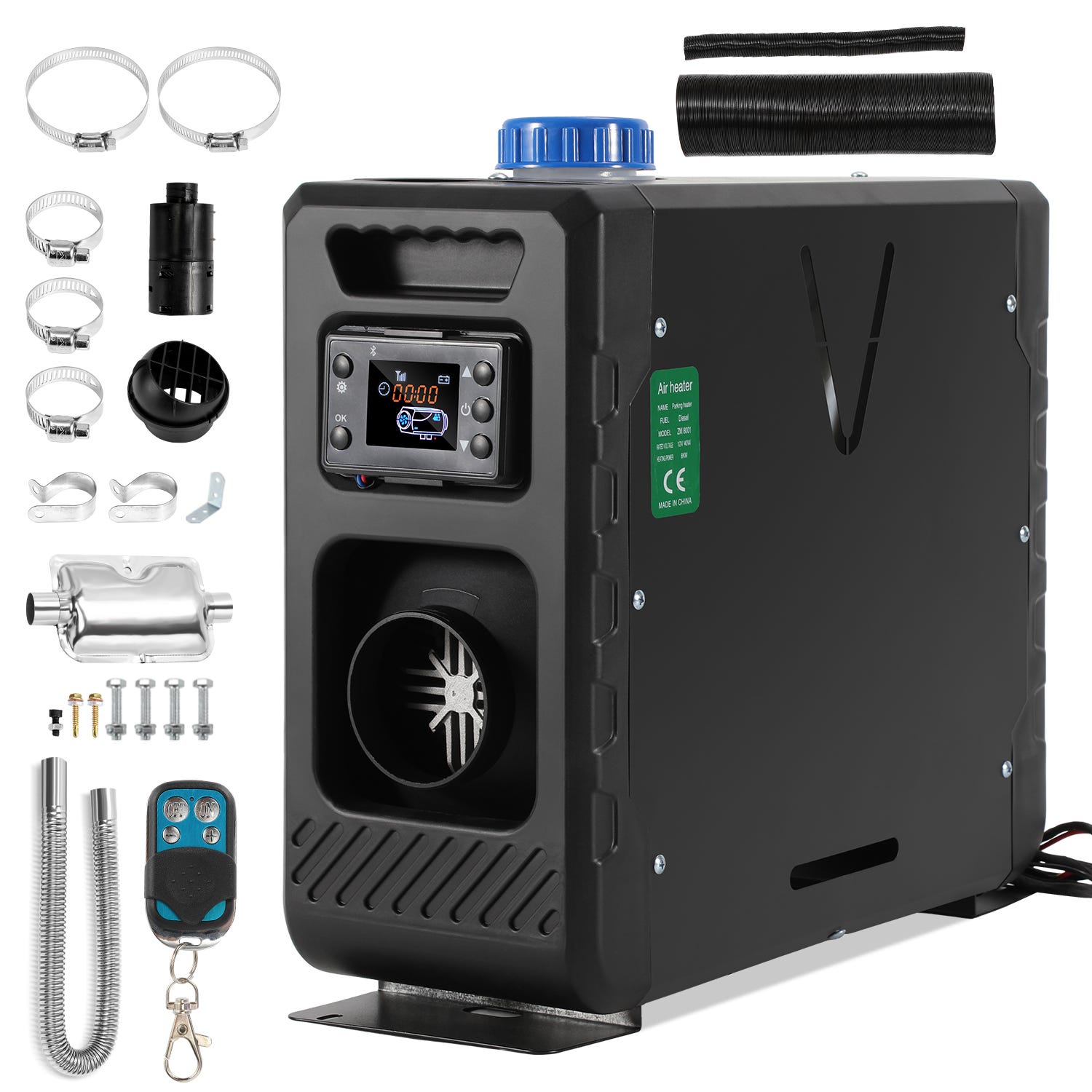 VEVOR Chauffage Diesel 8 kW DC 12 V/24 V, Rechauffeur deAir Diesel Tout-en-Un Portable, avec Controle par Application Bluetooth, Telecommande et Ecran LCD, Reservoir 7 L, pour Camion Camping-car VEVOR Chauffage Diesel 8 kW DC 12 V/24 V, Rechauffeur deAir Diesel Tout-en-Un Portable, avec Controle par Application Bluetooth, Telecommande et Ecran LCD, Reservoir 7 L, pour Camion Camping-car