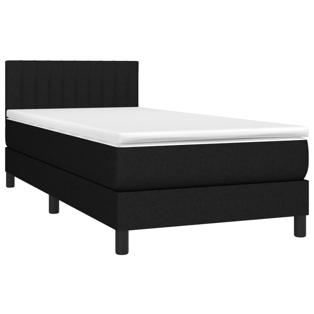 Maison Exclusive - Sommier à lattes de lit avec matelas et LED Noir 90x200cm Tissu - 3