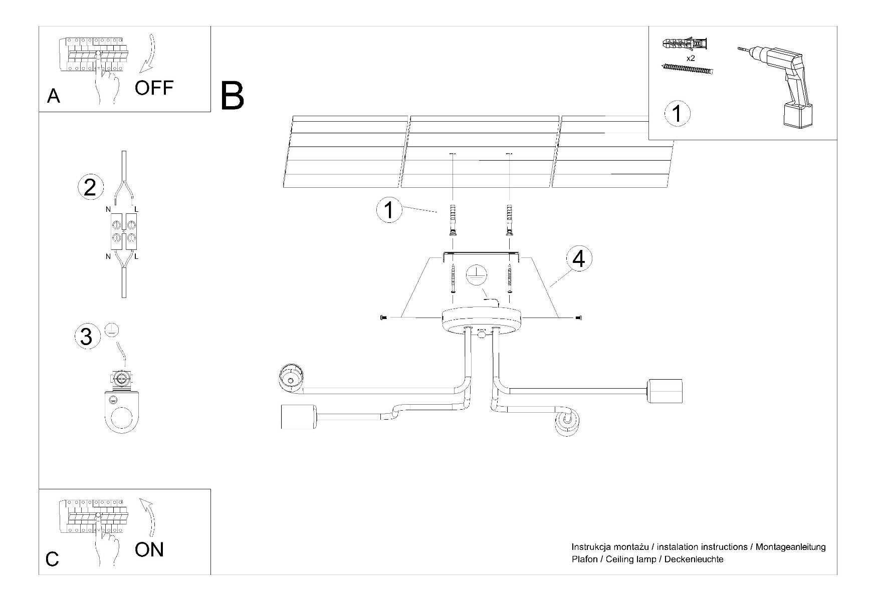 Lampa sufitowa wisząca Vector biała 4xE27x15W wym: 15,5 x 78 x 58 cm metal Sollux Lighting - 4