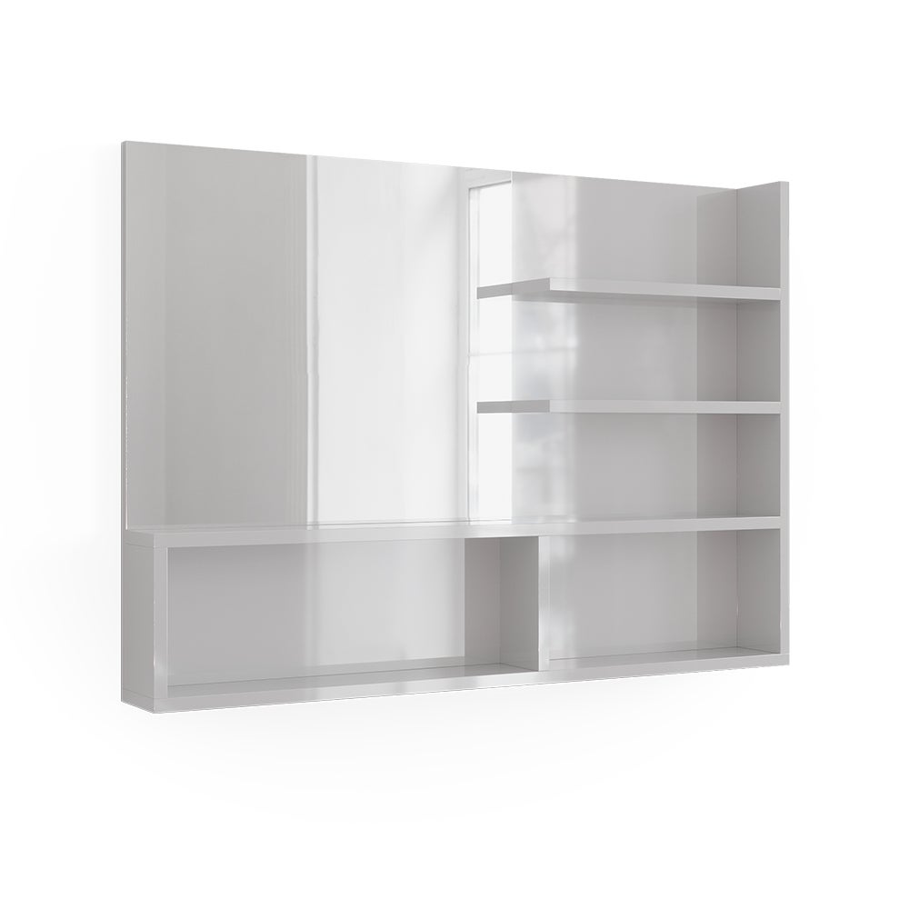 Vicco Lustro łazienkowe , Biały wysoki połysk, 89.8 x 65 cm z otwartymi przedziałami