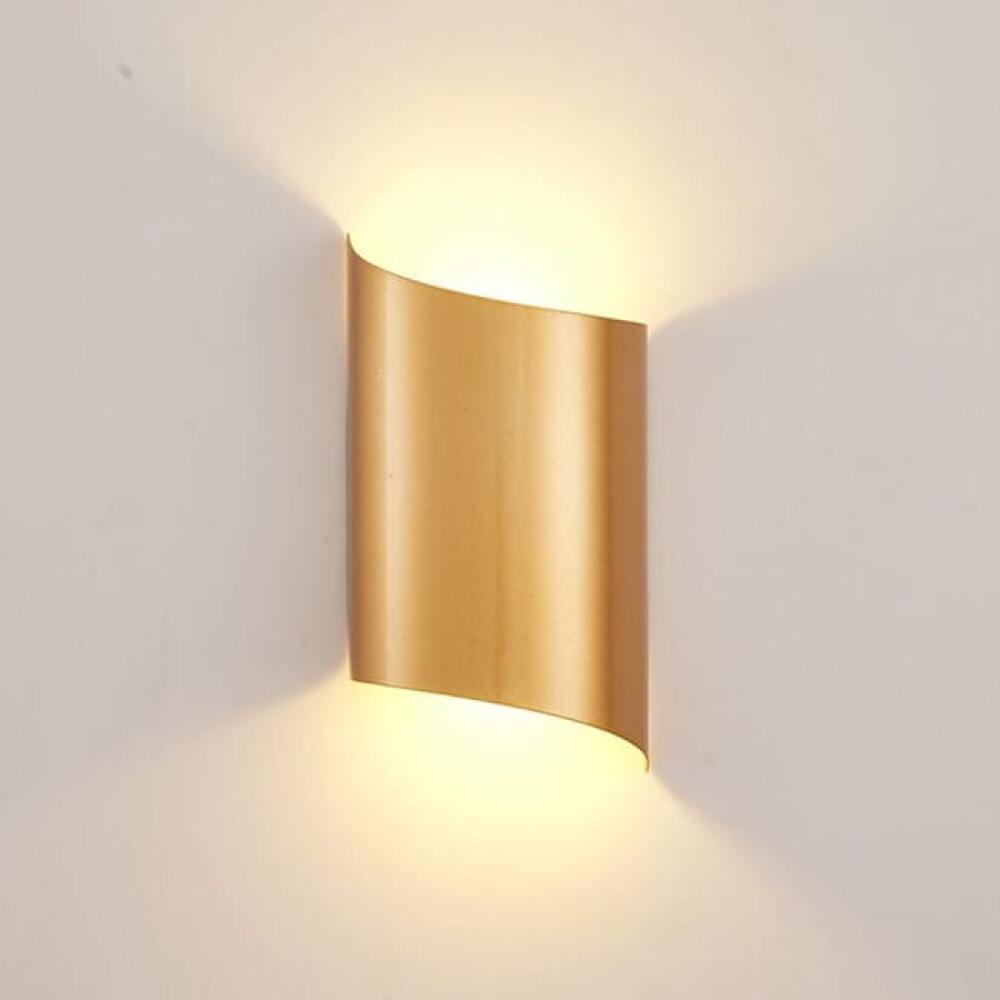 Kinkiet wewnętrzny LED, nowoczesna okrągła lampka nocna 19 cm, żelazo, złoto, ciepła biel