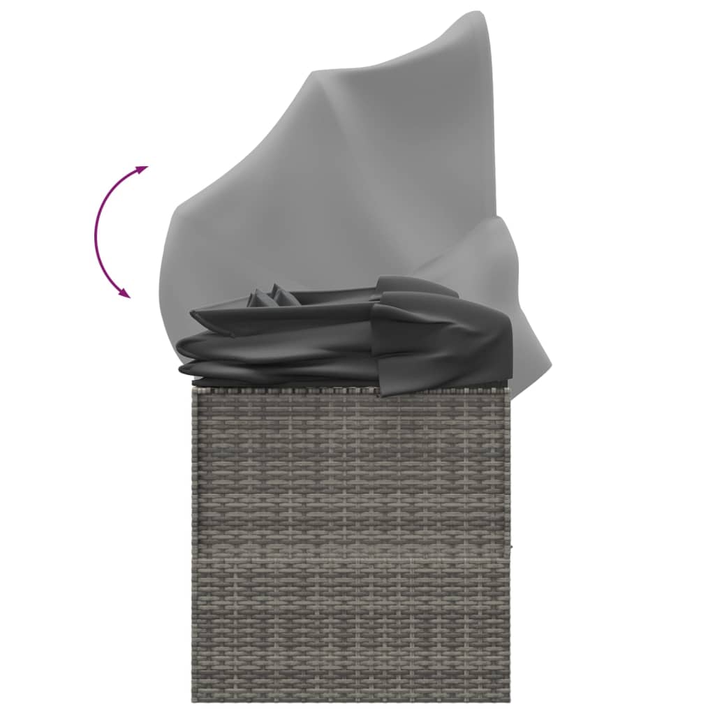 vidaXL Lit de salon d'extérieur toit et coussins Gris Résine tressée - 7