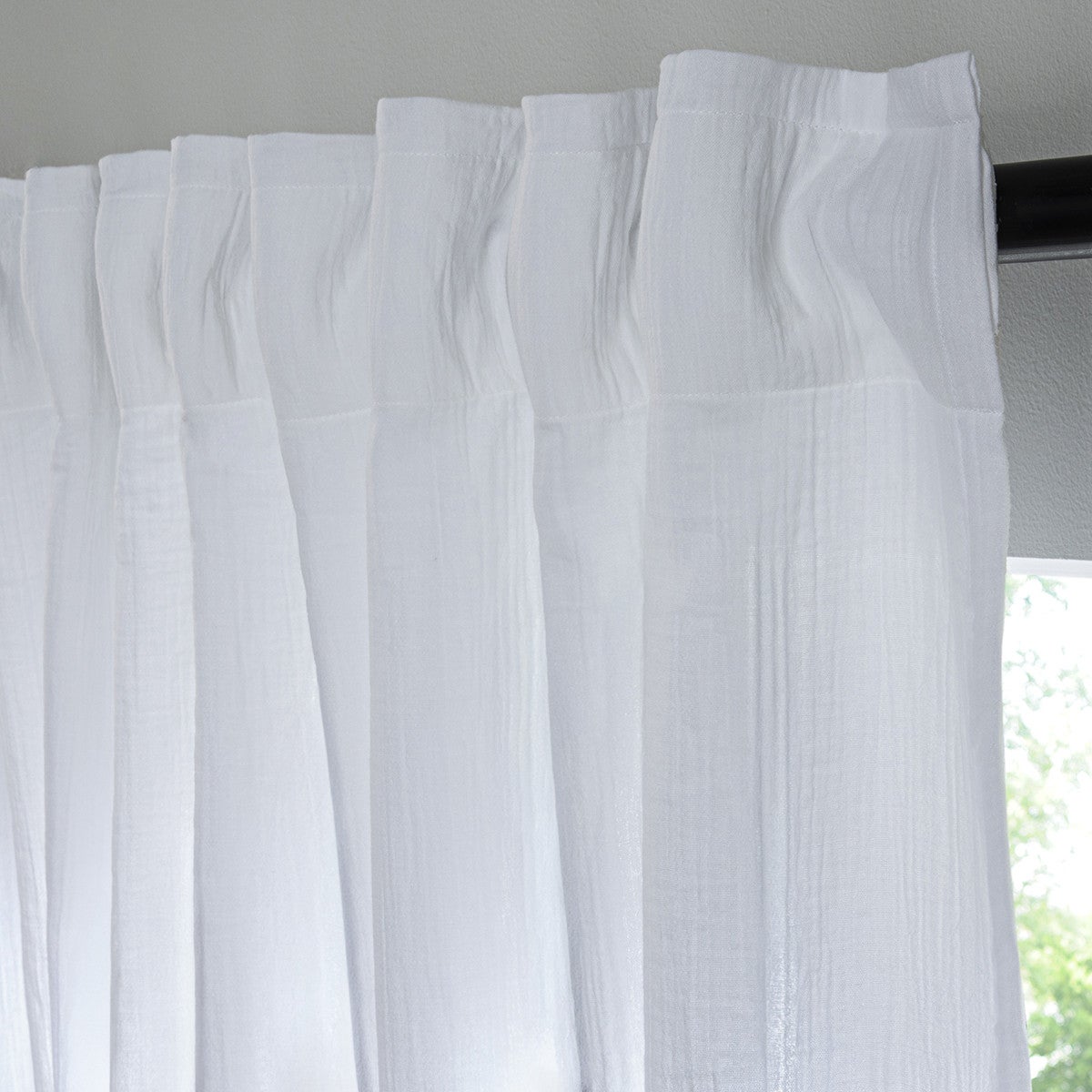 Rideau uni en gaze de coton pattes cachées à l'unité 140x300cm blanc - 3