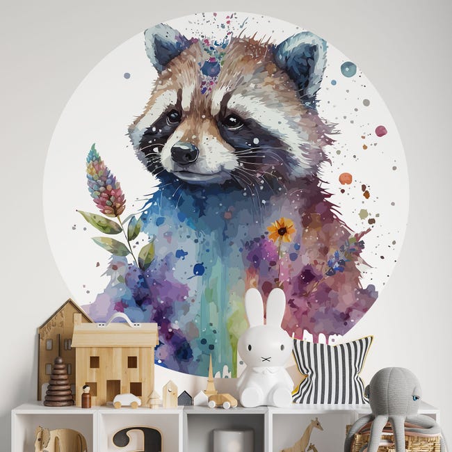 Vinilo Adhesivo Decorativo Redondo para niños - Infantiles - Mapache ...