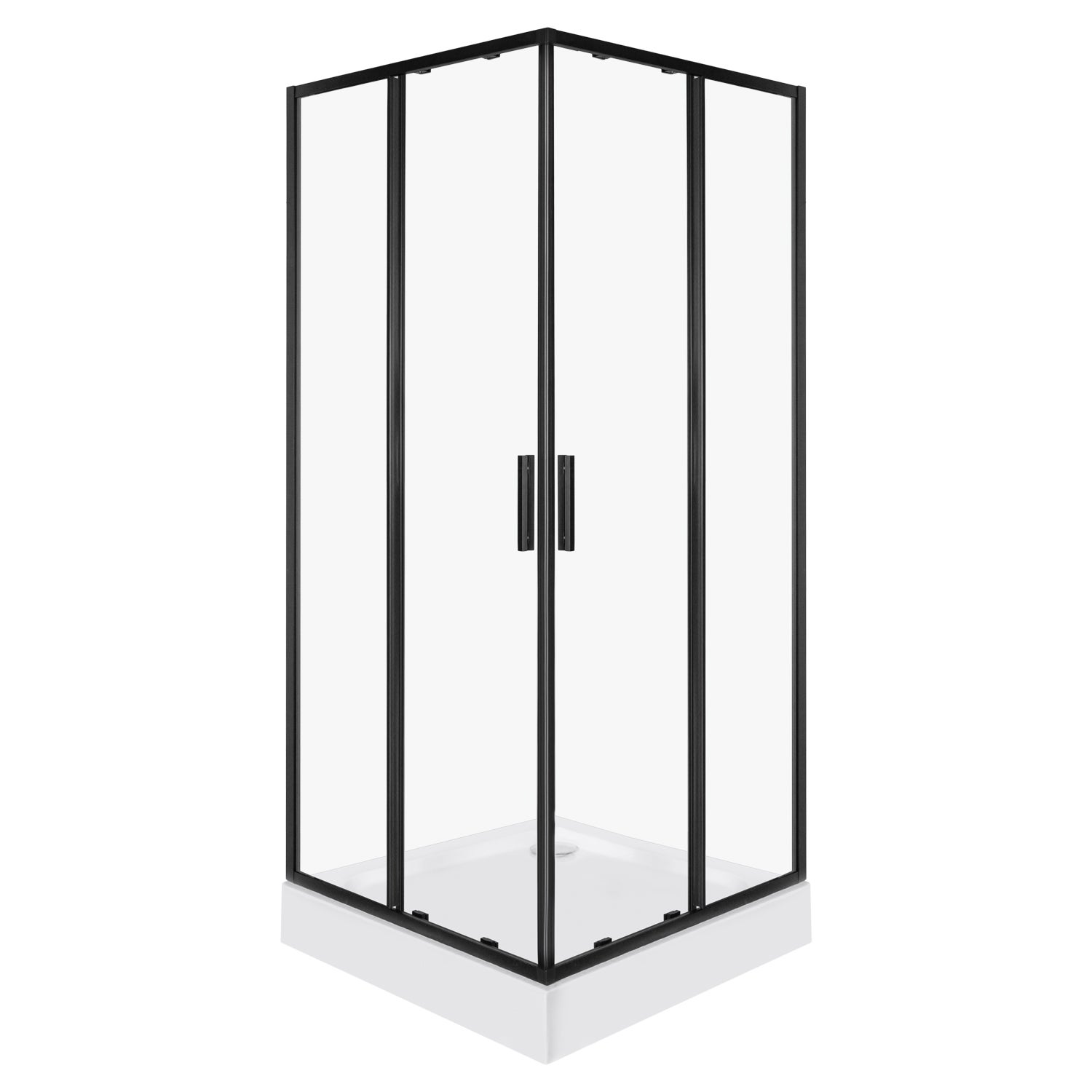 Kabina prysznicowa z brodzikiem Solid SQ 80 BL szkło transparentne 6 mm, profile czarne KERRA