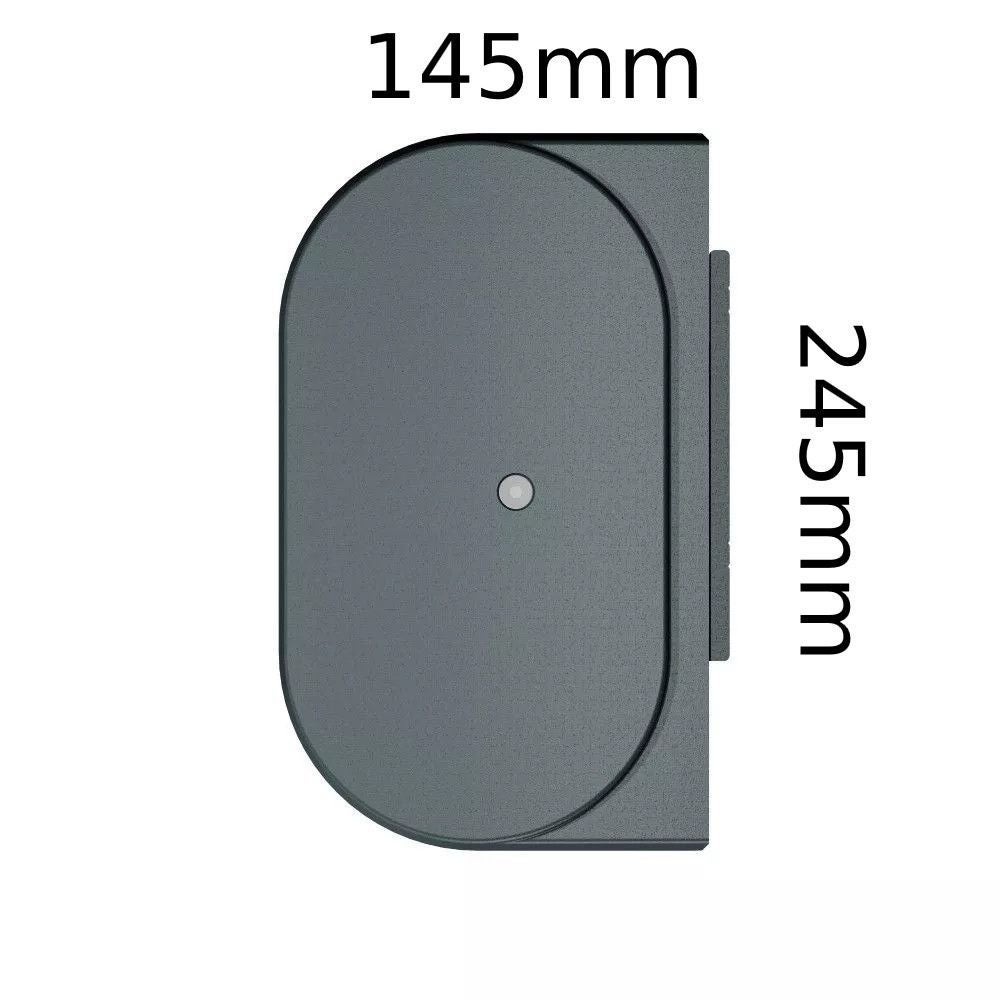 Store banne coffre intégral CELESTE 5,00x3,00 m (Motorisé secours à télécommande + LED - Armature gris anthracite - Toile gris foncé) - 2