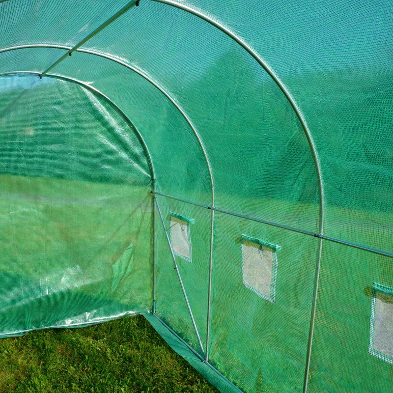 Serre de jardin tunnel 6m²- bâche renforcé 3 x 2 x 2m - structure acier - Porte zippée - 6 fenêtres - Pour Toutes Saisons - 4
