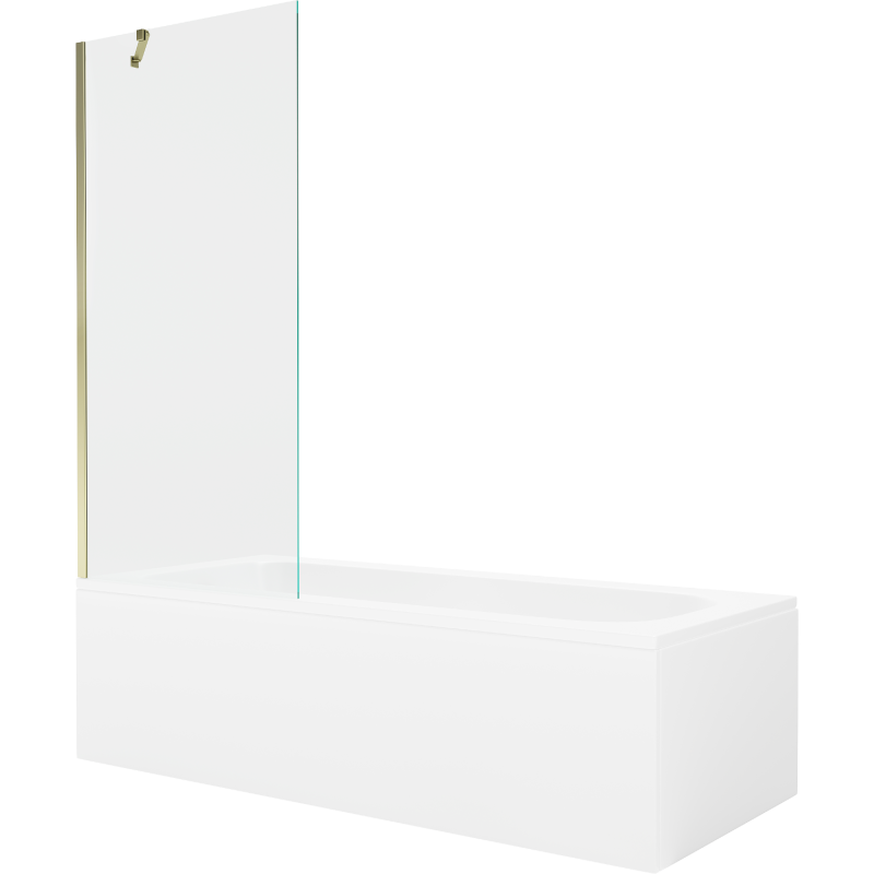 Mexen Vega wanna prostokątna 180 x 80 cm z obudową i parawanem 1-skrzydłowym 80 cm, transparent, złoty - 550118080X9508000050