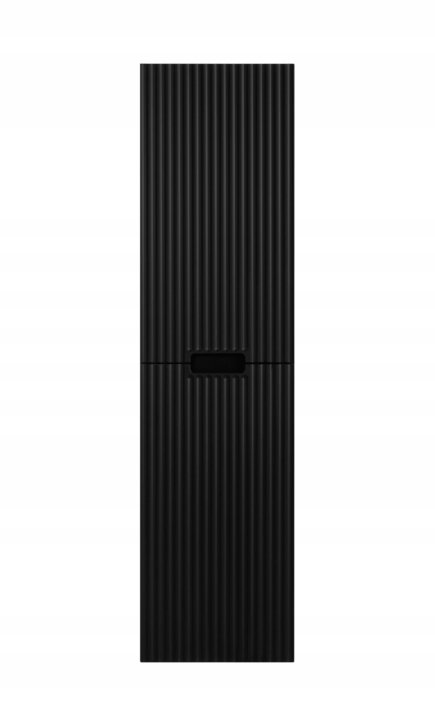 Colonne de salle de bain suspendue noire 136 cm façades rainurées MDF deux portes Rodan - 3