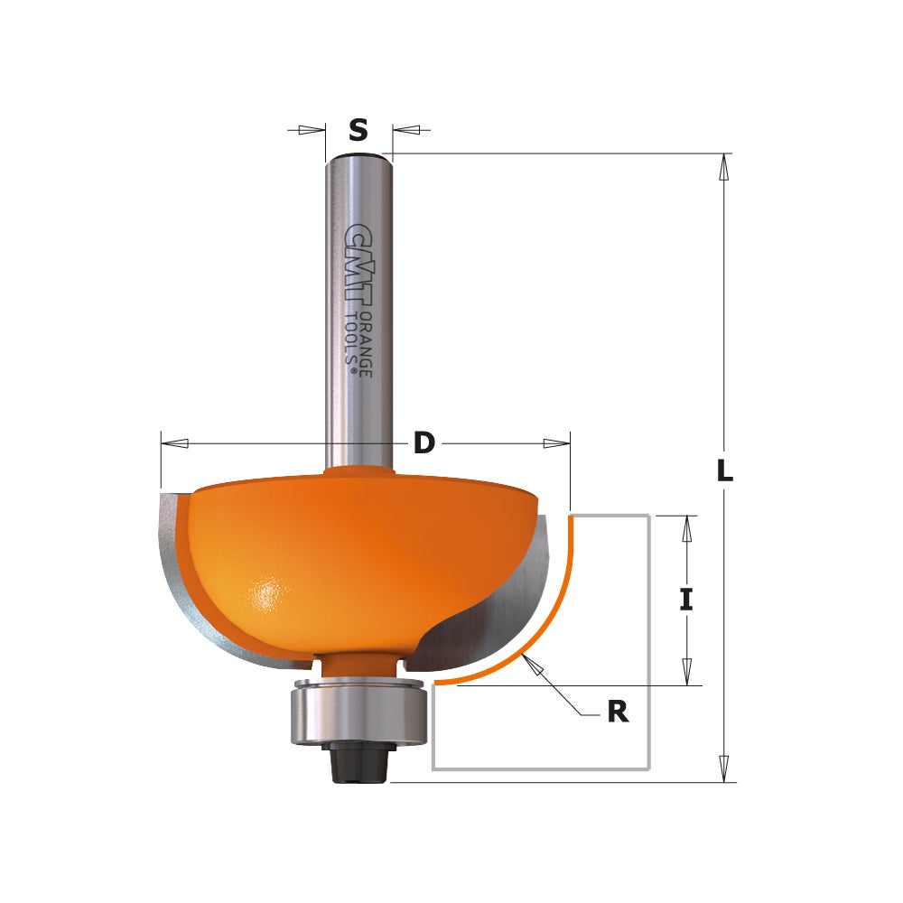 Hålkälsfräs CMT Orange Tools Med Kullager HM K8 R 9,5- 937.286.11