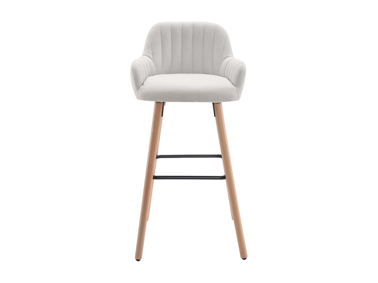 Taburete alto de tela y patas de madera de haya - Crema - ELEANA - 2