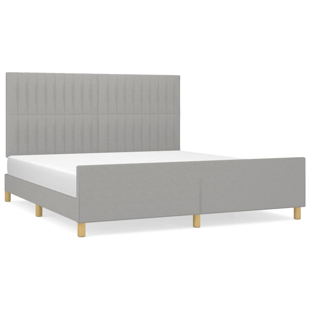Cadre de lit sans matelas en tissu gris clair pour la chambre, 180 × 200 cm - 2
