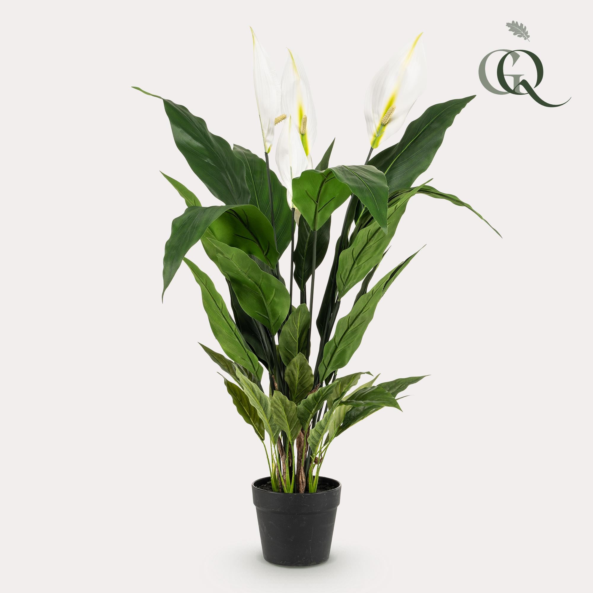Sztuczna roślina Spathiphyllum 90 cm – Realistyczne białe kwiaty – Roślina dekoracyjna do wnętrz