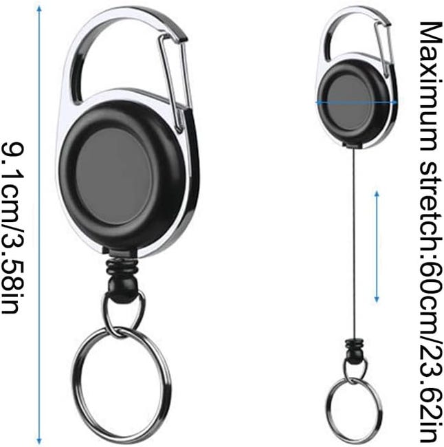 Portachiavi retrattile, portachiavi retrattile, portachiavi in metallo, clip da cintura, moschettone estensibile, portachiavi con bobina porta badge, organizer per chiavi Portachiavi retrattile, portachiavi retrattile, portachiavi in metallo, clip da cintura, moschettone estensibile, portachiavi con bobina porta badge, organizer per chiavi