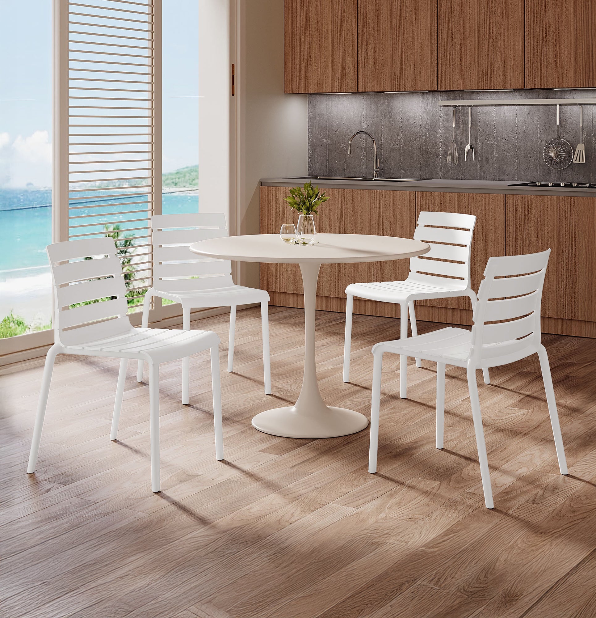 Polipropilene Sedie Cucina Legno Bianco Set Sedie In Polipropilene