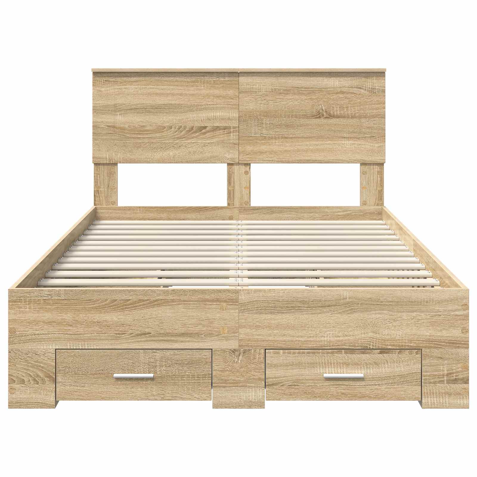 Cadre de lit chêne 135 x 190 cm panneau de bois - 8