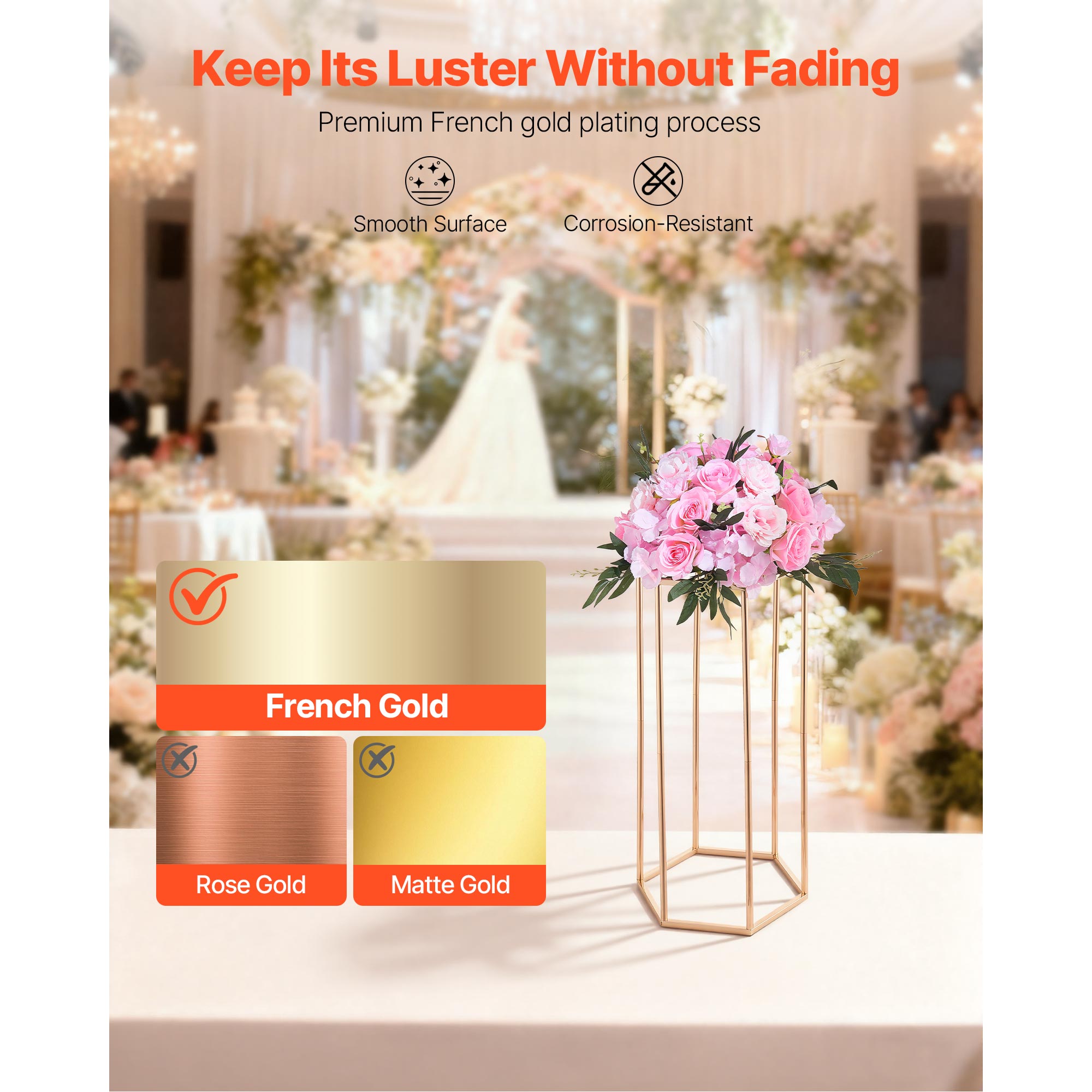 Lot de 10 colonnes SucceBuy pour fleurs de mariage, support floral hexagonal cubique de 60 cm, ideal pour centres de table, fetes, anniversaires - 4