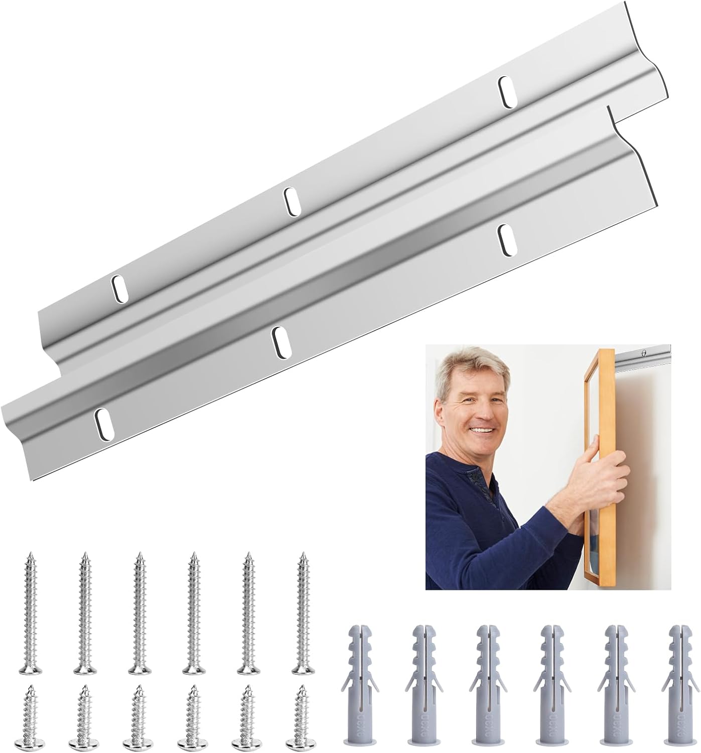 Rail Fixation en Z pour Miroir Lourd, 2 Supports de Fixation Murale ...