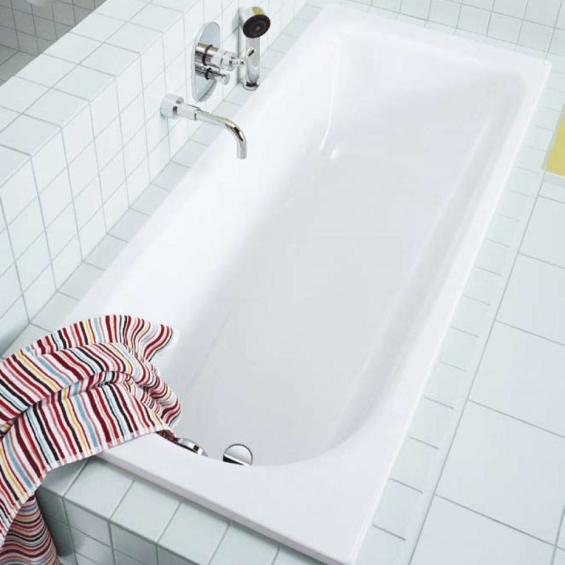 Eurowa Bañera rectangular con patas 150x70 cm acero esmaltado, blanco alpino (119600010001-SET) - 2