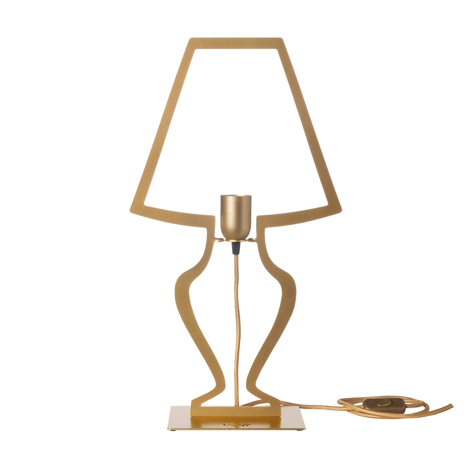 Duża lampa stołowa Silhouette 30x54 cm ze stylizowanego żelaza Nowoczesny, oniryczny design Gniazdo E27 Wyprodukowano we Włoszech Złoto