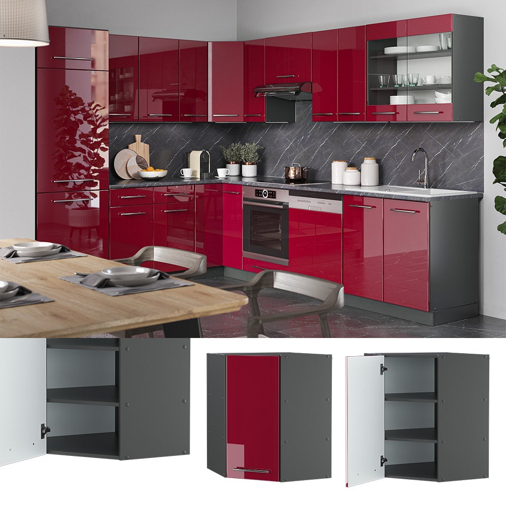 Vicco Elément haut de cuisine Fame-Line, Rouge bordeaux Haute brillance, 57cm - 2
