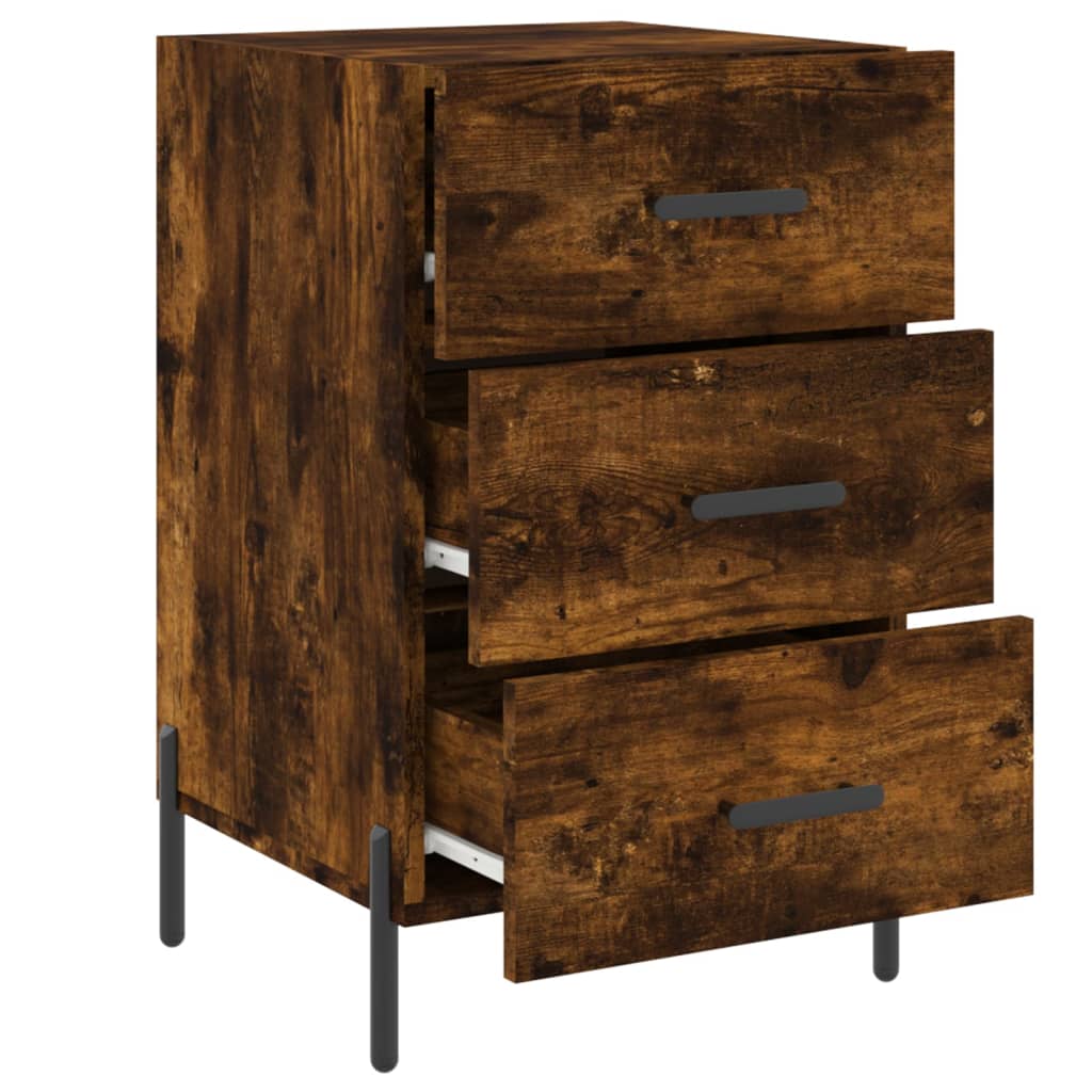 Table de chevet chêne fumé 40x40x66 cm bois d'ingénierie - 6