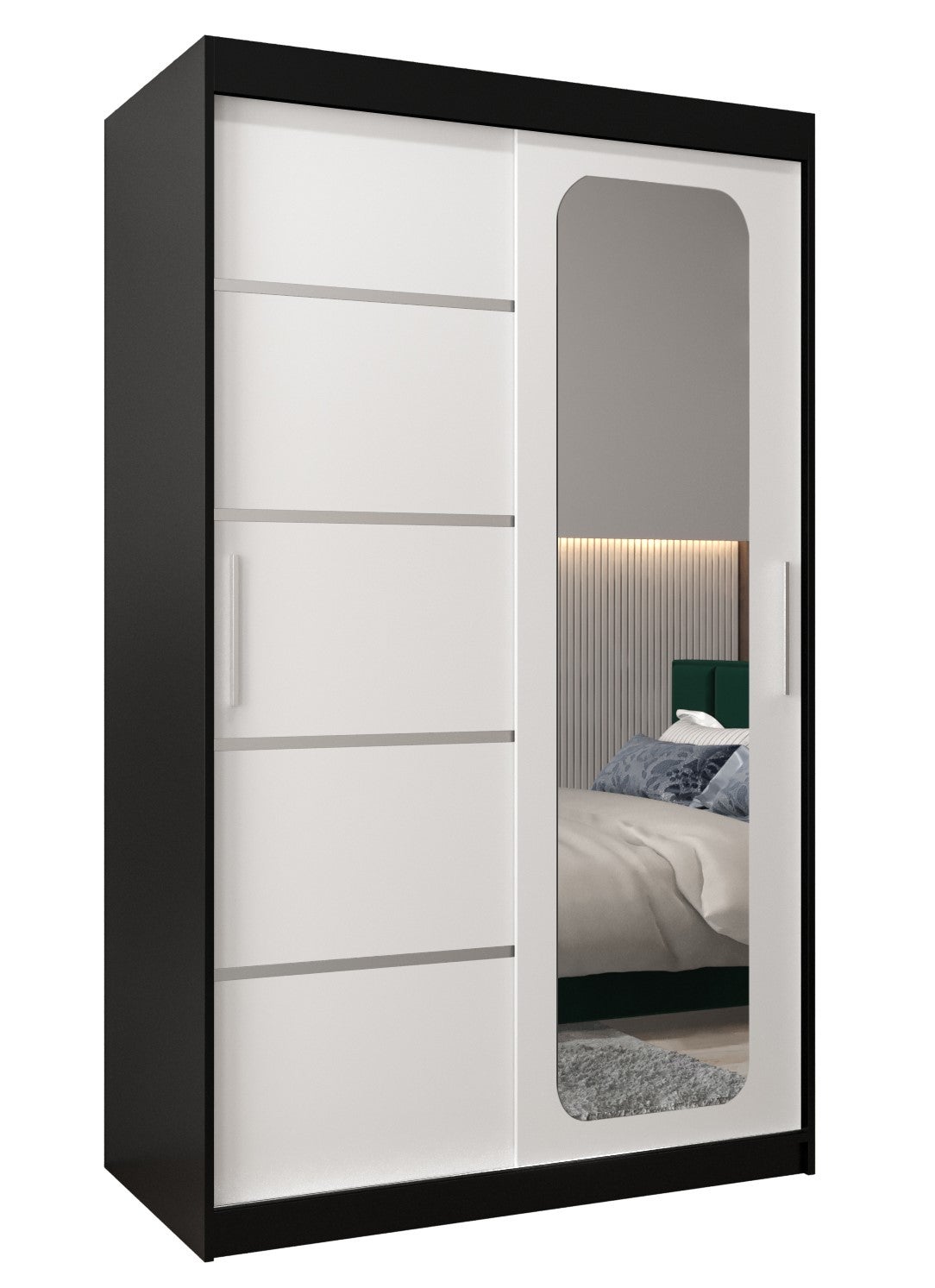 Szafa przesuwna garderoba PROMO V2 120 x 62 x 200 cm Czarny + Biały - Abiks Meble
