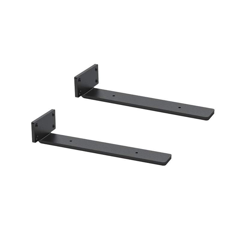 Mocny uchwyt ścienny w kształcie litery L do półek DIY, 25 cm, opakowanie 2 szt. (czarny)