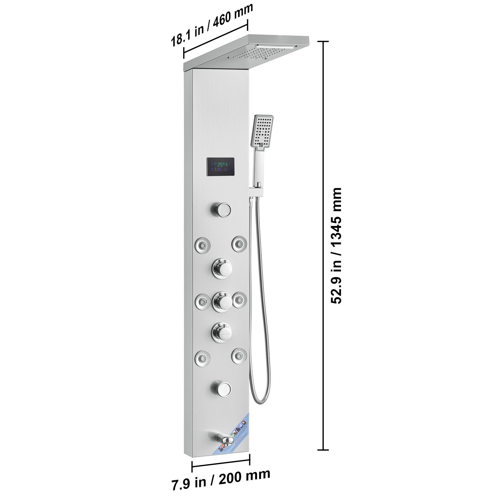 Sistema de panel de ducha 6 modos Panel hidroeléctrico LED con pantalla, lluvia, cascada, 8 chorros de masaje, grifo de bañera, ducha de mano SucceBuy - 2