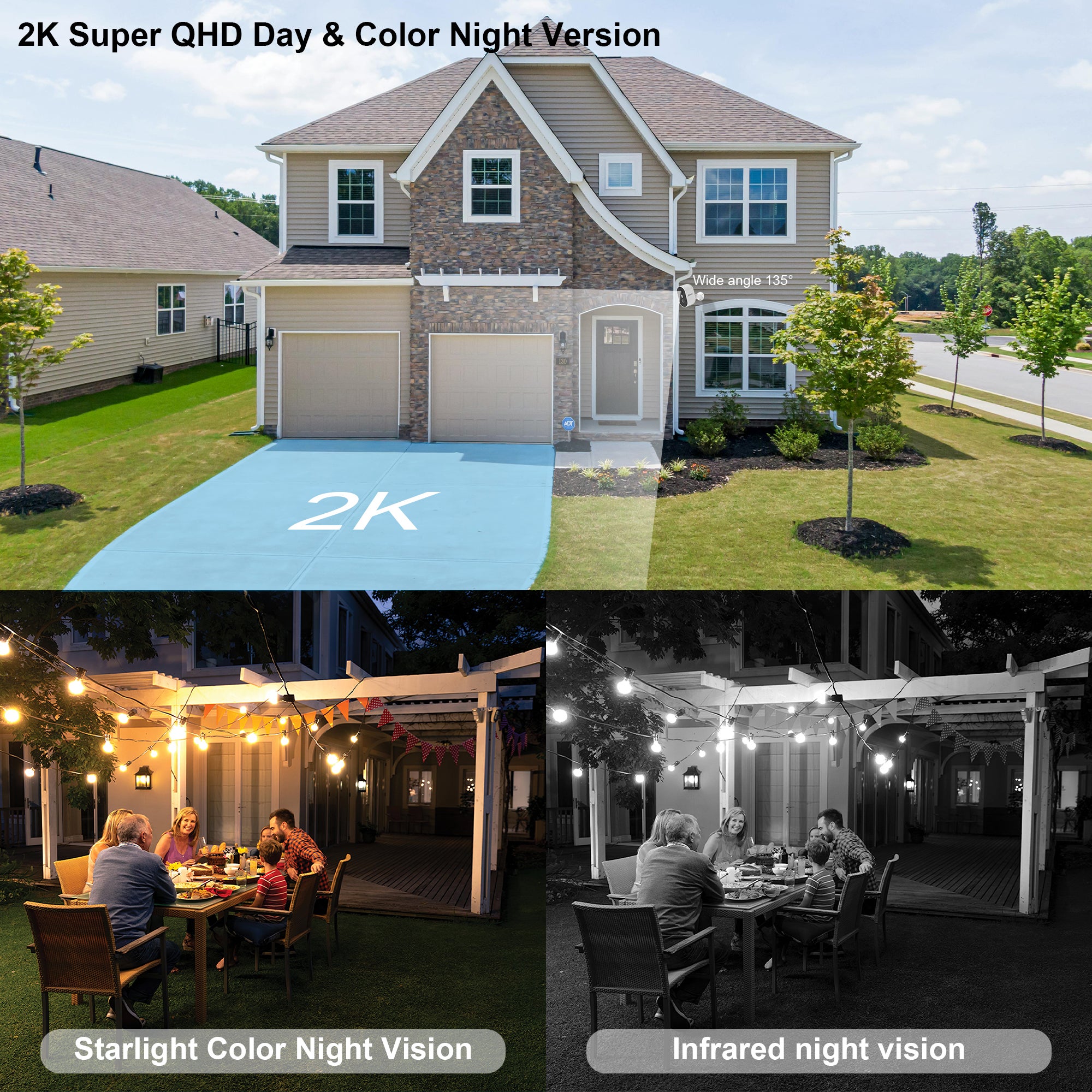 ( 2K Upgrade) Caméra de surveillance solaire d'extérieur sans fil WiFi ARCCTV 4 mégapixels, détection de mouvement PIR, vision nocturne couleur - 8