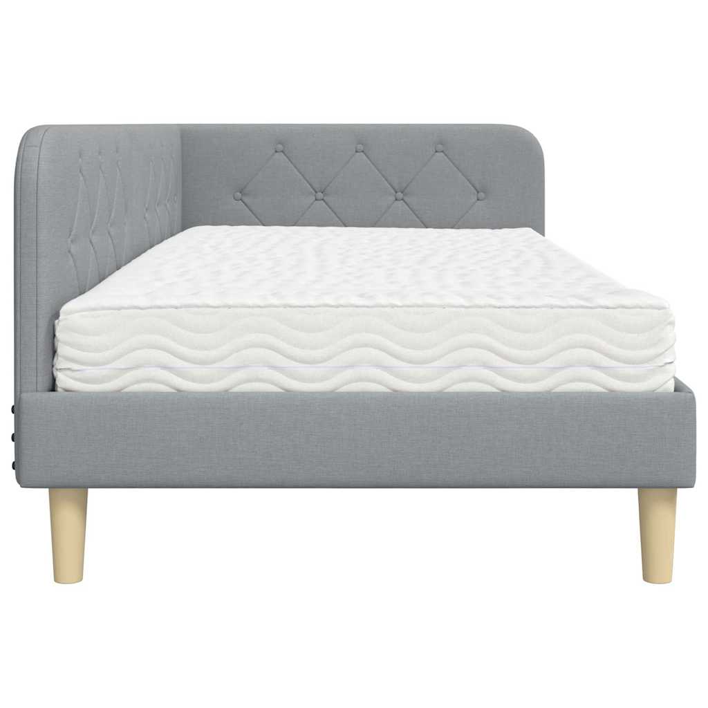 Cadre de lit d’angle gris clair 90 x 190 cm en tissu - 8