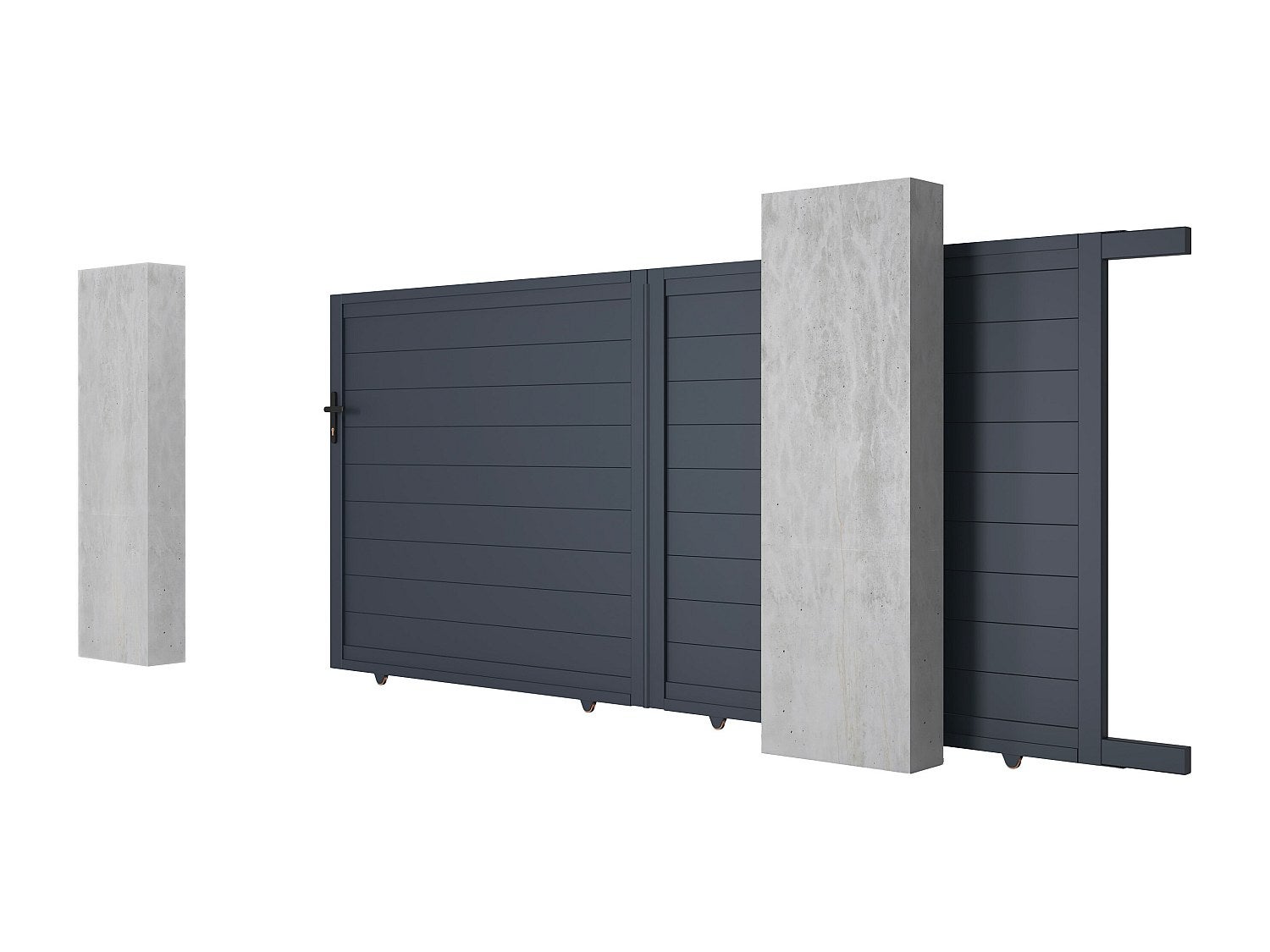 Portail coulissant aluminium plein L374 x H165 cm anthracite - NAZARIO - 3