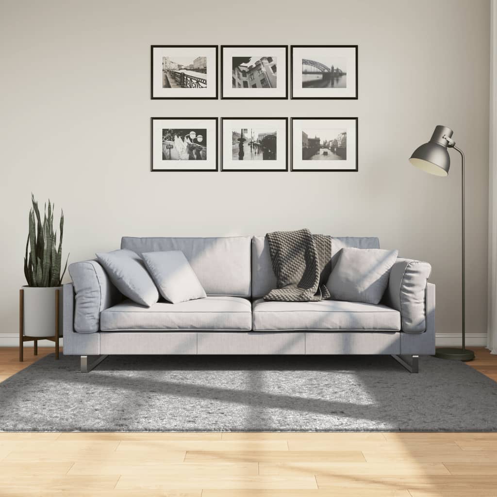 Alfombra peluda pamplona de pelo largo moderna gris 140x200 cm vidaxl