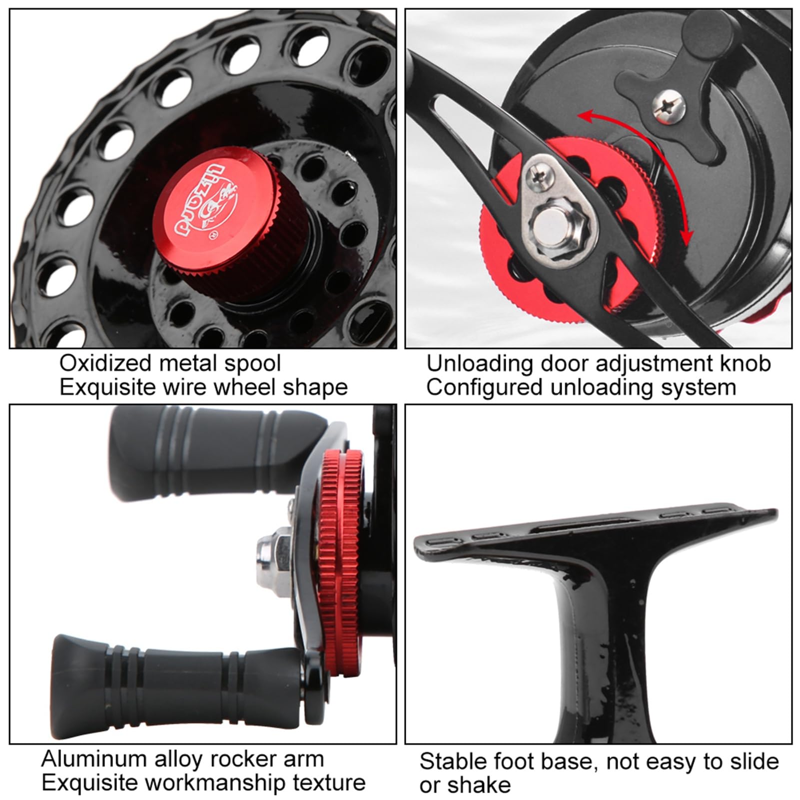 Mulinello per zattera in nylon portatile Ruota anteriore Accessorio per ruota da pesca su roccia Nero (mano destra) - 9